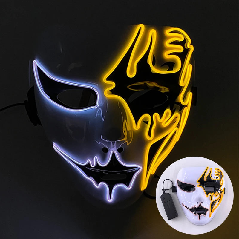 Cosplay costume luminous purge Mask Demon Slayer LED Masquerade Cosplay Mask