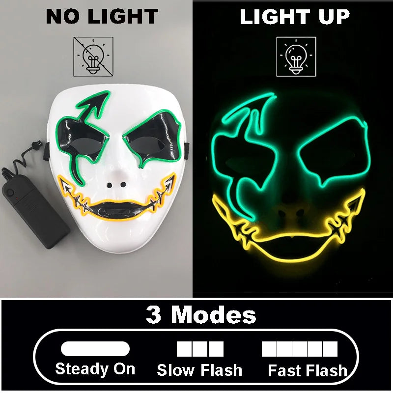 Cosplay costume luminous purge Mask Demon Slayer LED Masquerade Cosplay Mask