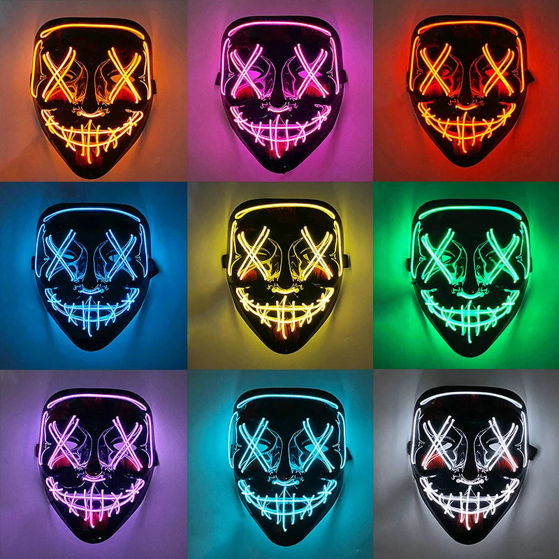 Cosplay costume luminous purge Mask Demon Slayer LED Masquerade Cosplay Mask