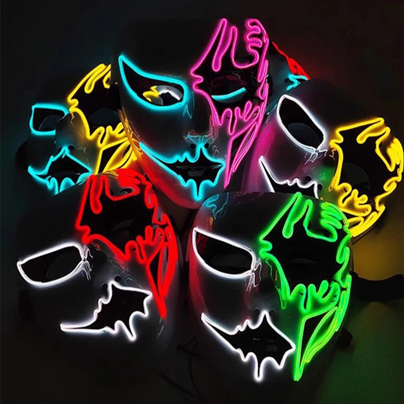 Cosplay costume luminous purge Mask Demon Slayer LED Masquerade Cosplay Mask