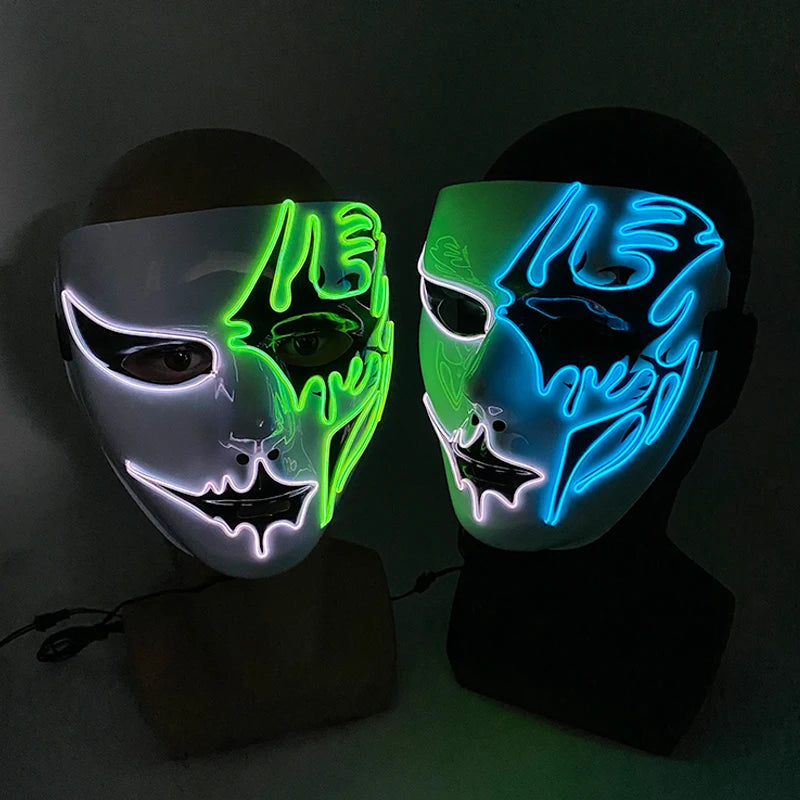 Cosplay costume luminous purge Mask Demon Slayer LED Masquerade Cosplay Mask