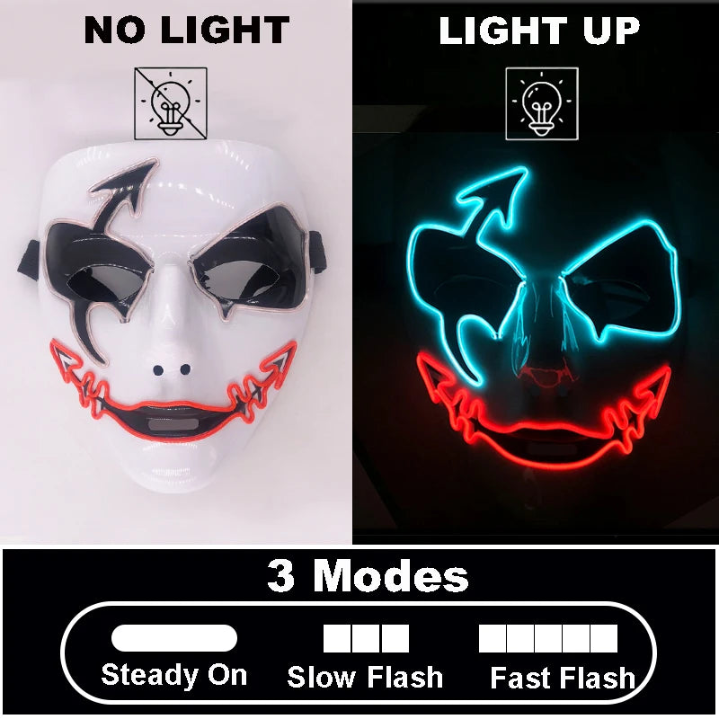 Cosplay costume luminous purge Mask Demon Slayer LED Masquerade Cosplay Mask