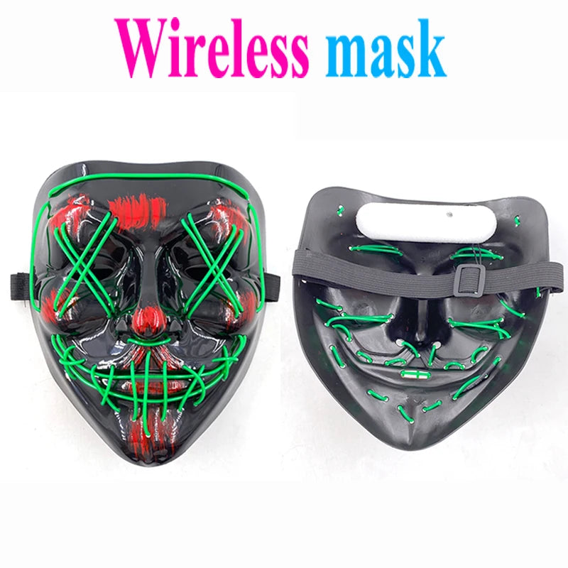 Cosplay costume luminous purge Mask Demon Slayer LED Masquerade Cosplay Mask