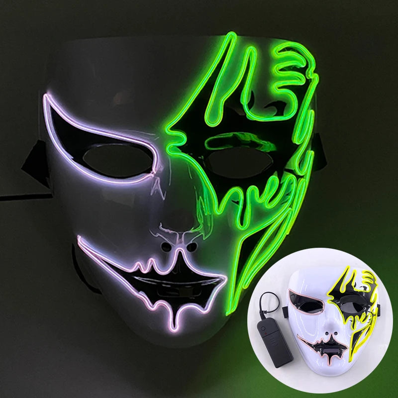 Cosplay costume luminous purge Mask Demon Slayer LED Masquerade Cosplay Mask