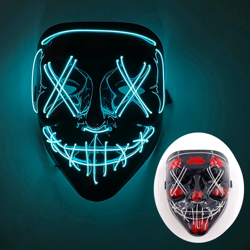 Cosplay costume luminous purge Mask Demon Slayer LED Masquerade Cosplay Mask