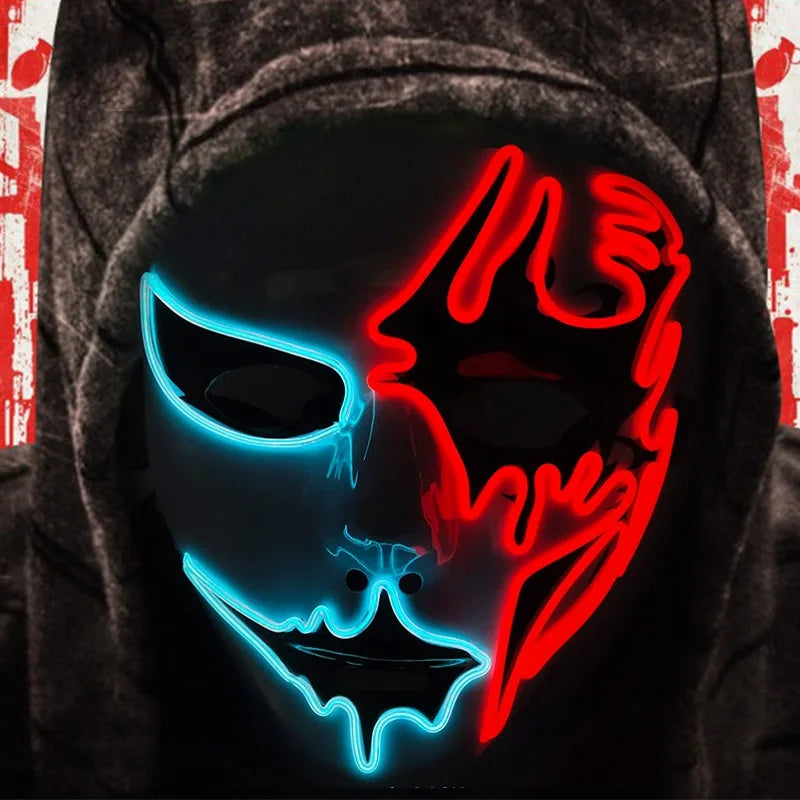 Cosplay costume luminous purge Mask Demon Slayer LED Masquerade Cosplay Mask