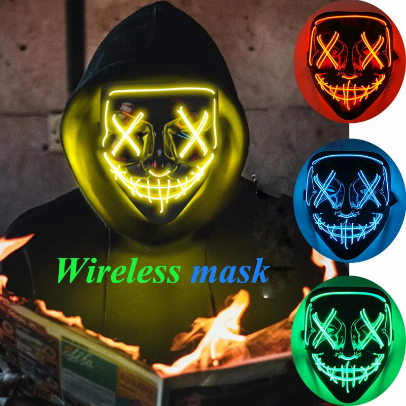 Cosplay costume luminous purge Mask Demon Slayer LED Masquerade Cosplay Mask