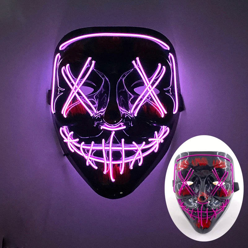 Cosplay costume luminous purge Mask Demon Slayer LED Masquerade Cosplay Mask