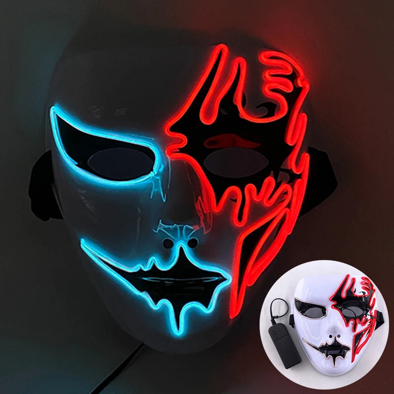 Cosplay costume luminous purge Mask Demon Slayer LED Masquerade Cosplay Mask