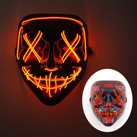 Game cosplay costume luminous purge Mask Demon Slayer LED Masquerade Cosplay Mask for man women horror haunted house props