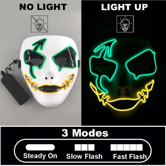 Game cosplay costume luminous purge Mask Demon Slayer LED Masquerade Cosplay Mask for man women horror haunted house props