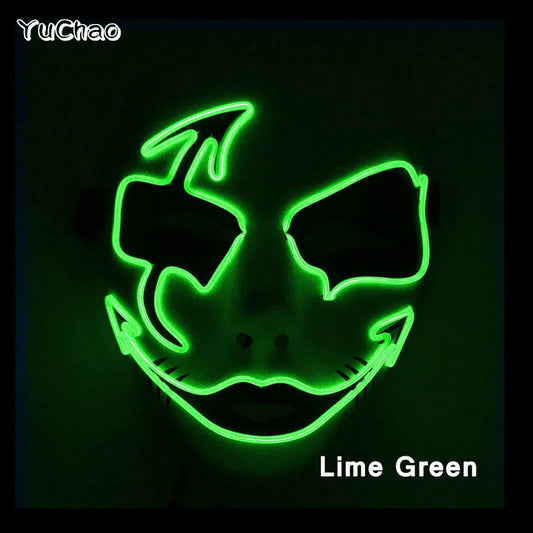 Game cosplay costume luminous purge Mask Demon Slayer LED Masquerade Cosplay Mask for man women horror haunted house props